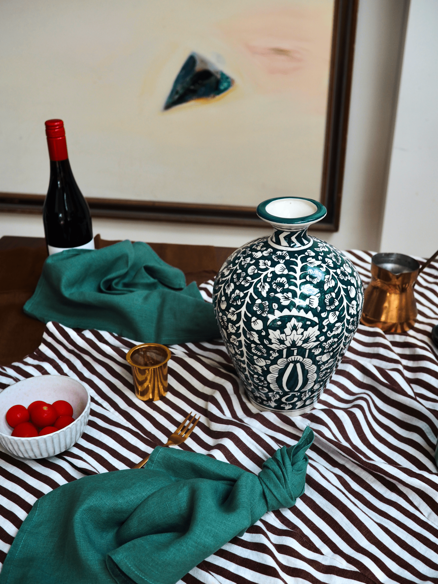 Ceramic Rani Vase in Deep Green - TSL Co