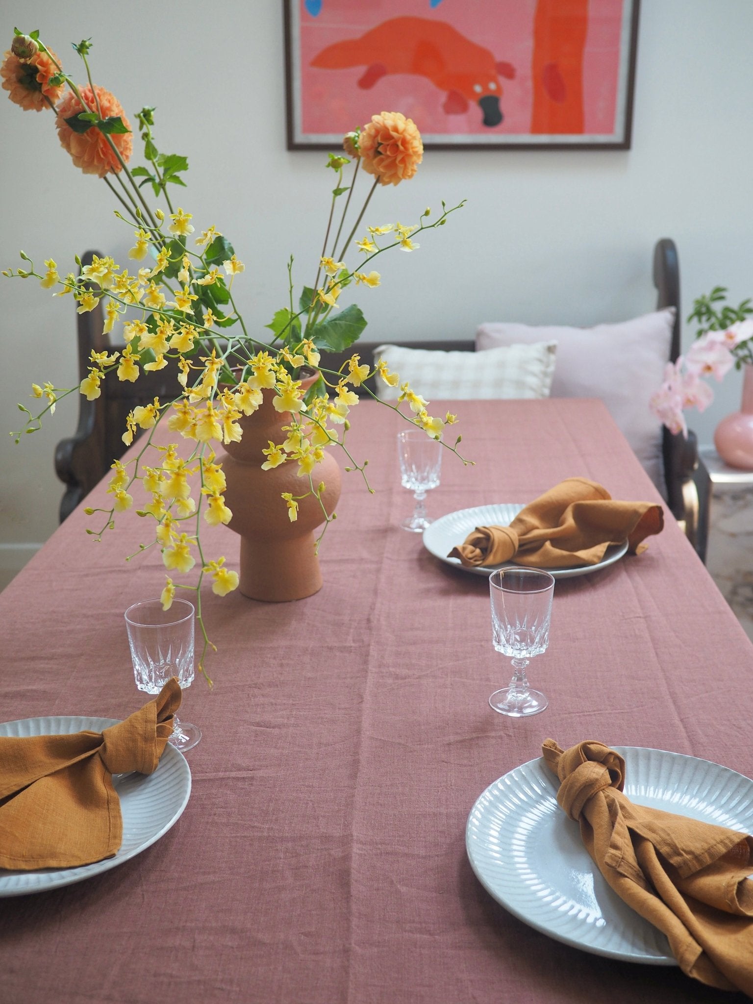 Linen Tablecloth in Brick Extra Large - TSL Co