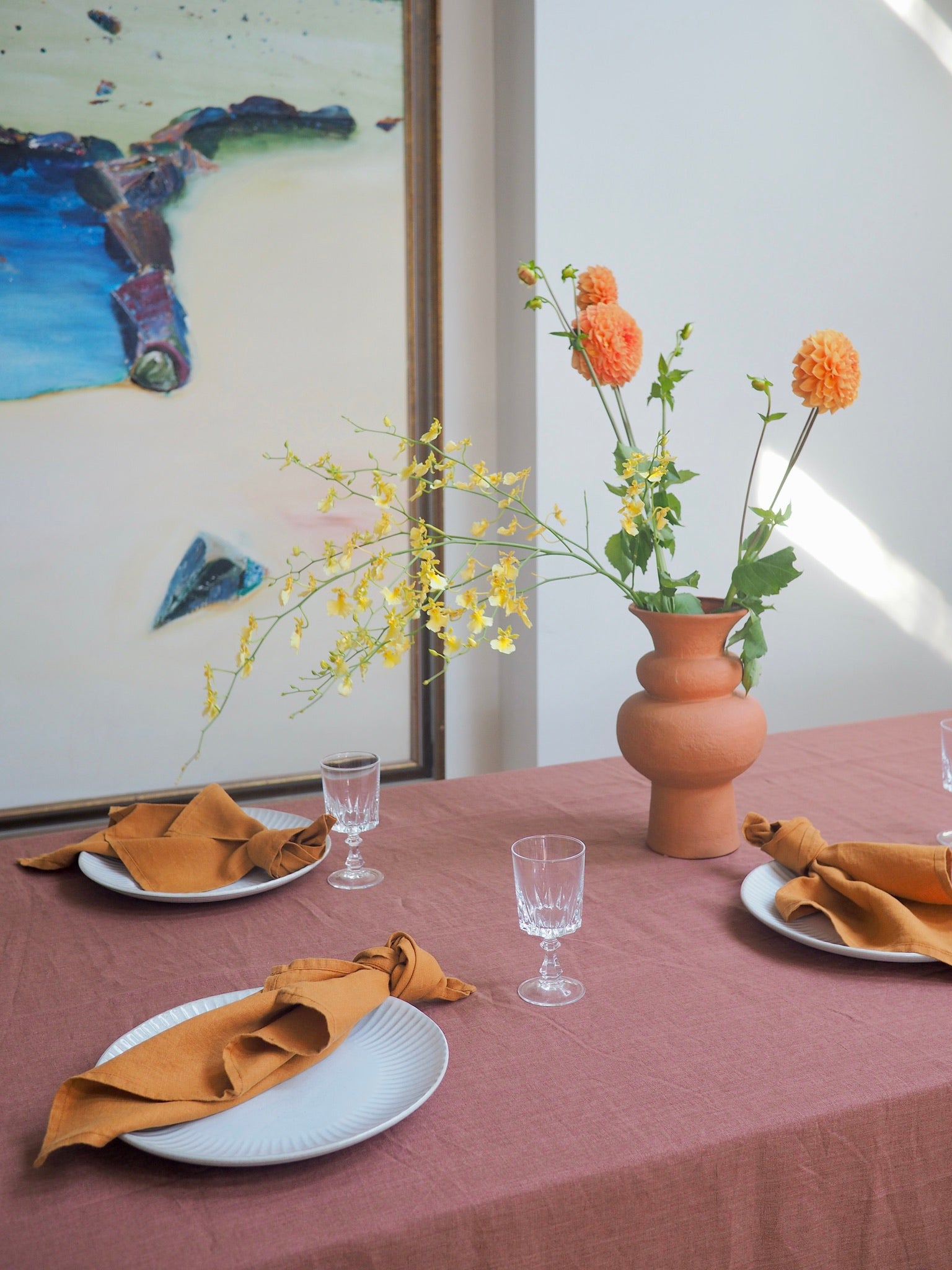 Linen Tablecloth in Brick Extra Large - TSL Co