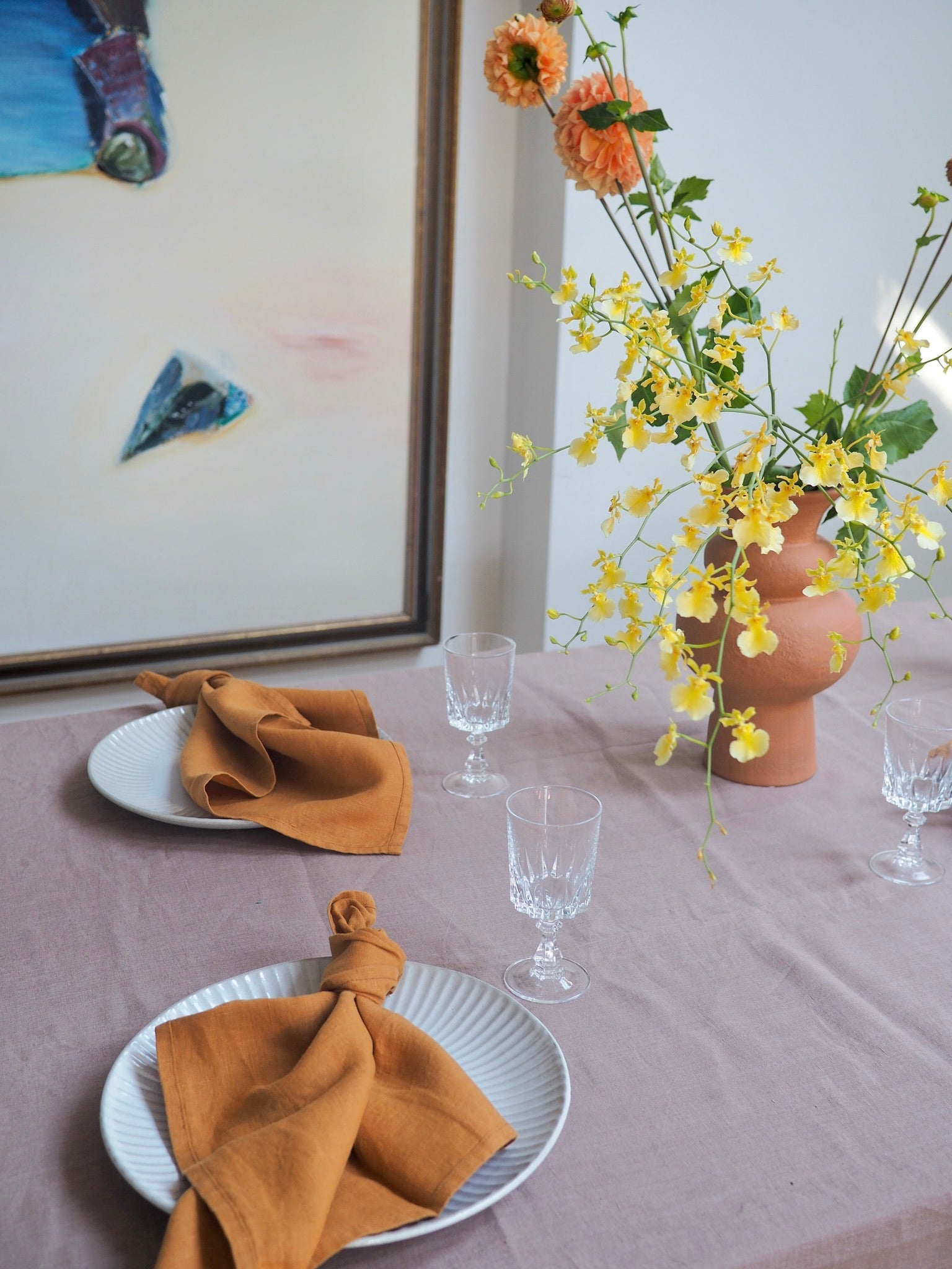 Linen Tablecloth in Mauve Extra Large - TSL Co