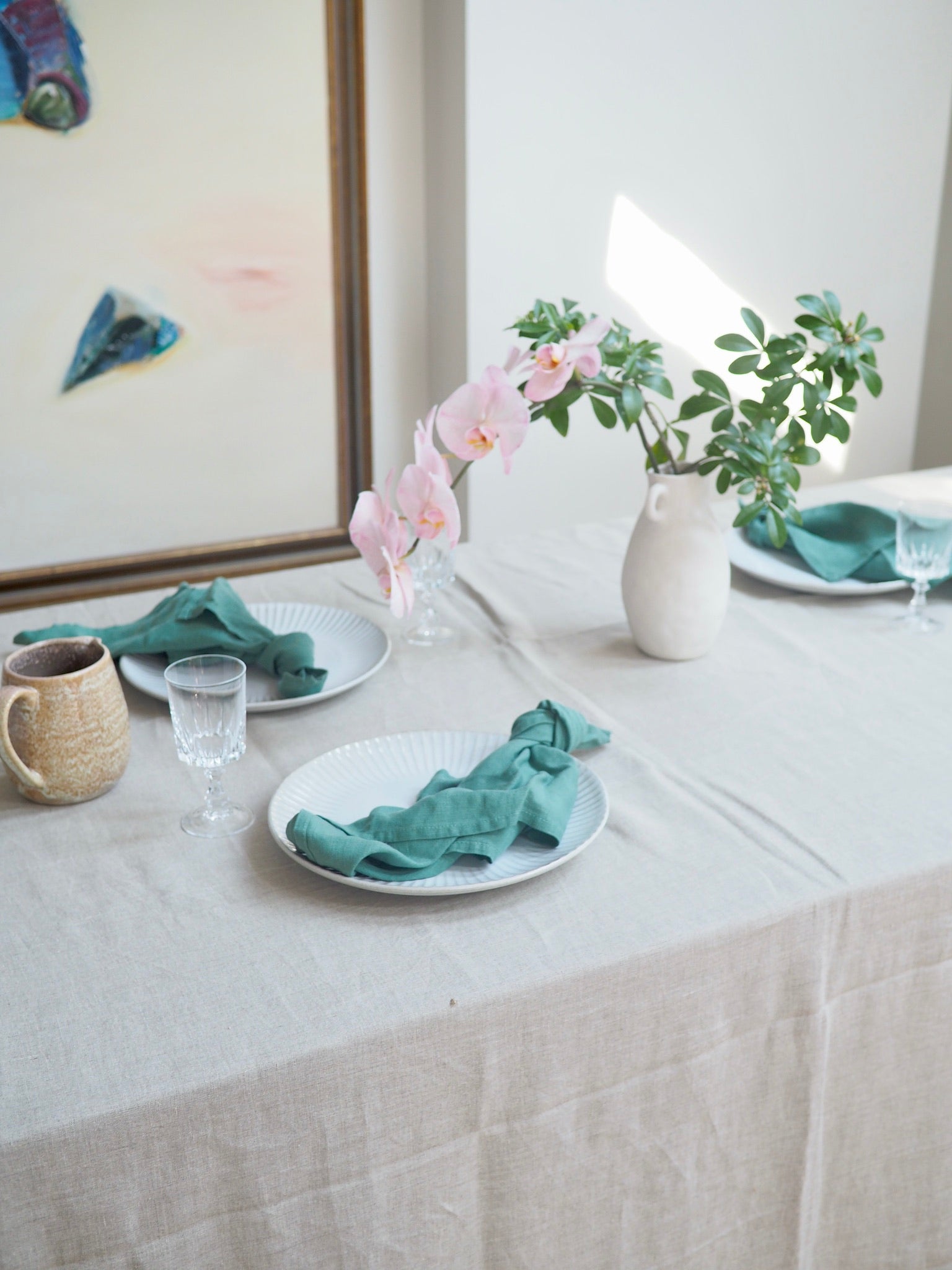 Linen Tablecloth in Oatmeal Extra Large - TSL Co