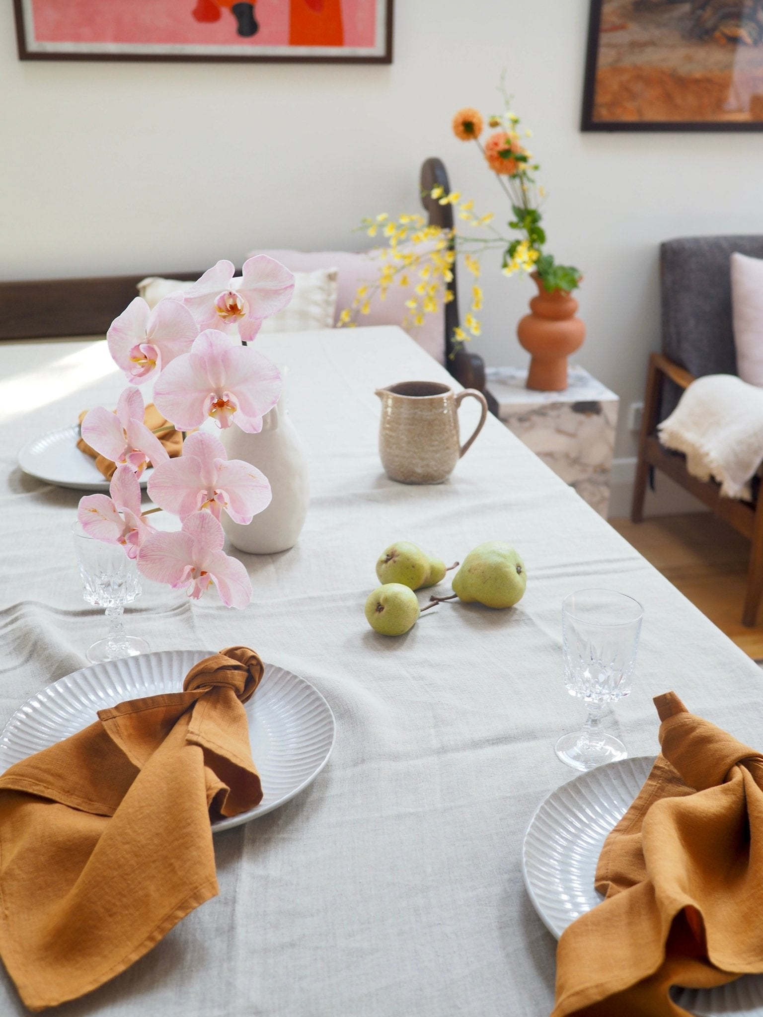 Linen Tablecloth in Oatmeal Extra Large - TSL Co