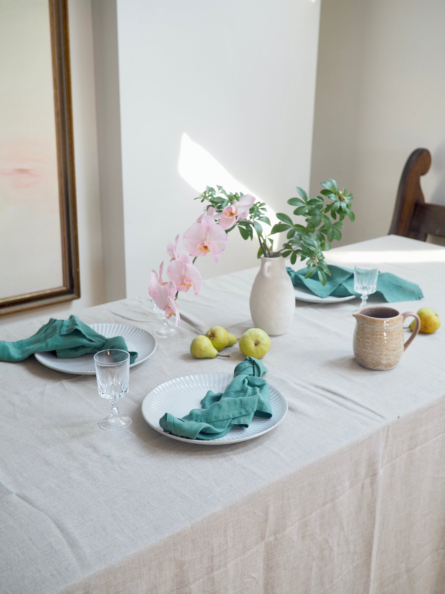 Linen Tablecloth in Oatmeal Extra Large - TSL Co