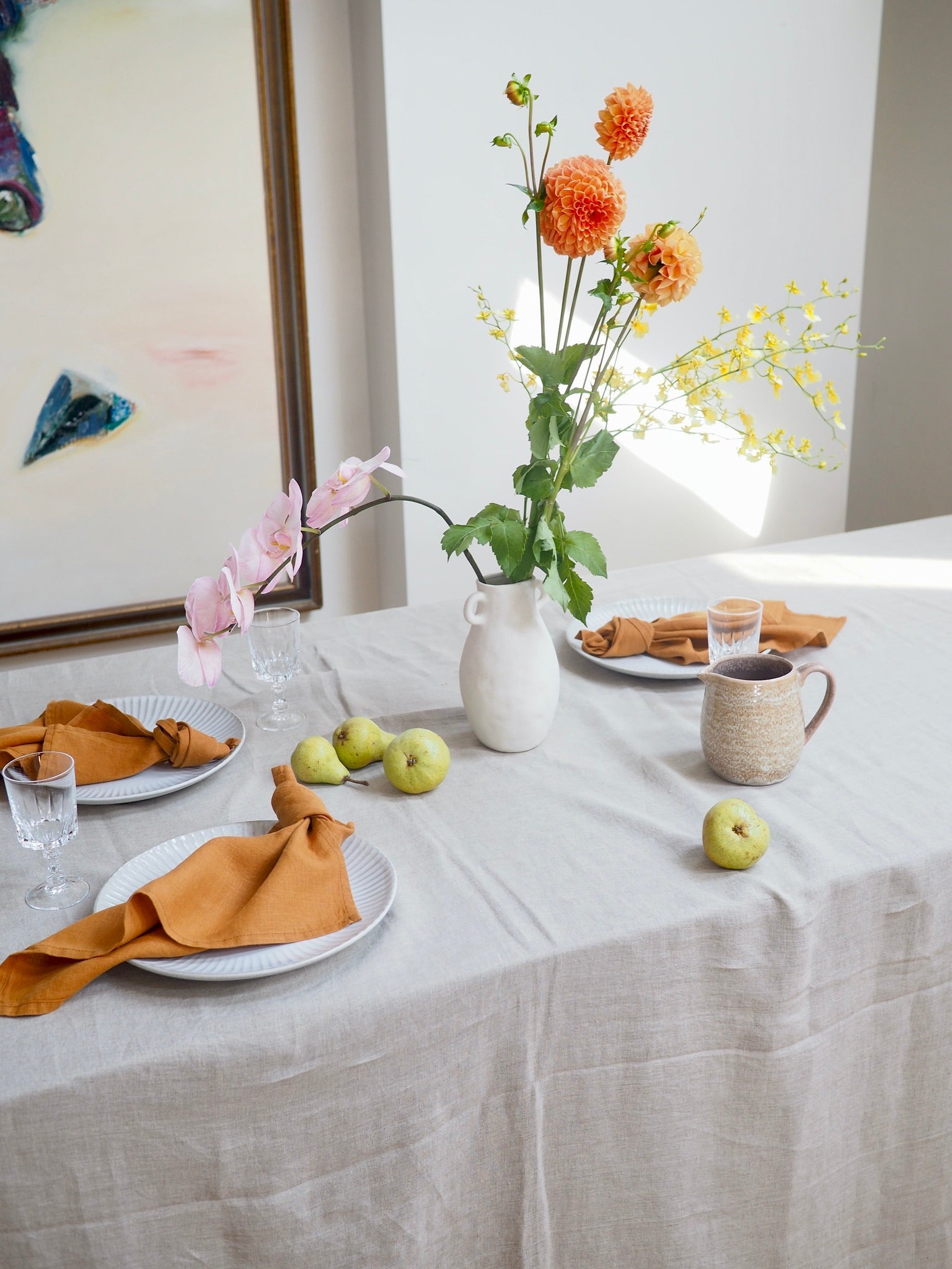 Linen Tablecloth in Oatmeal Extra Large - TSL Co