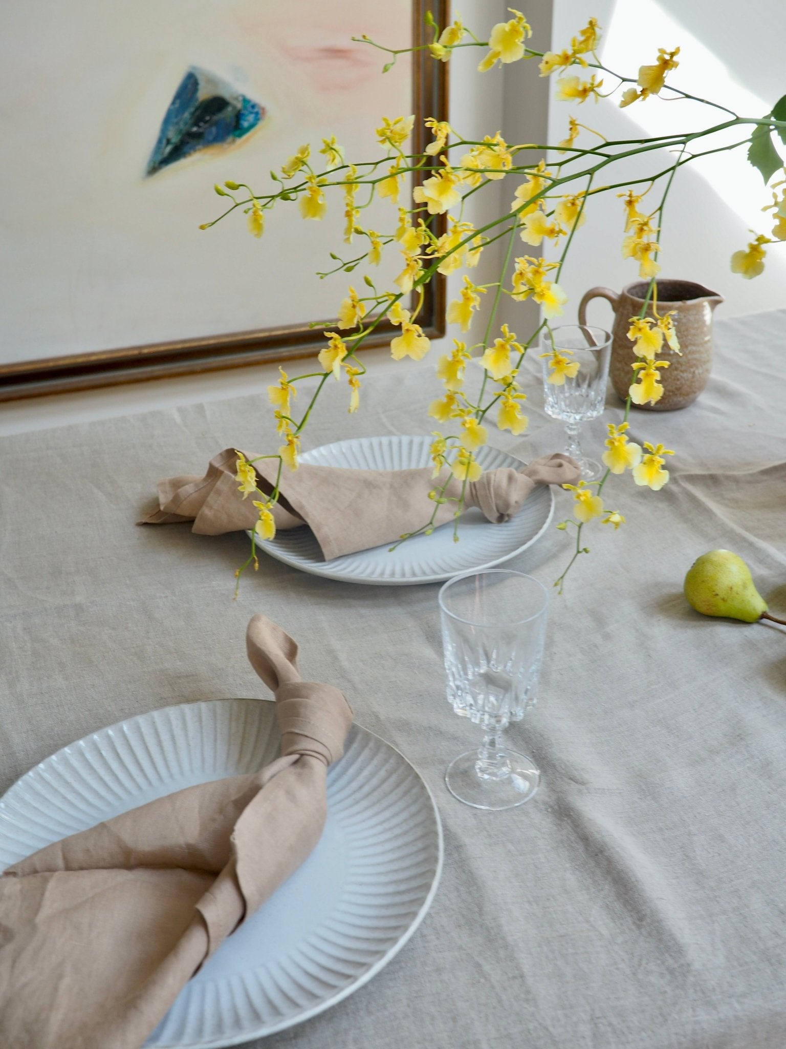 Linen Tablecloth in Oatmeal Extra Large - TSL Co