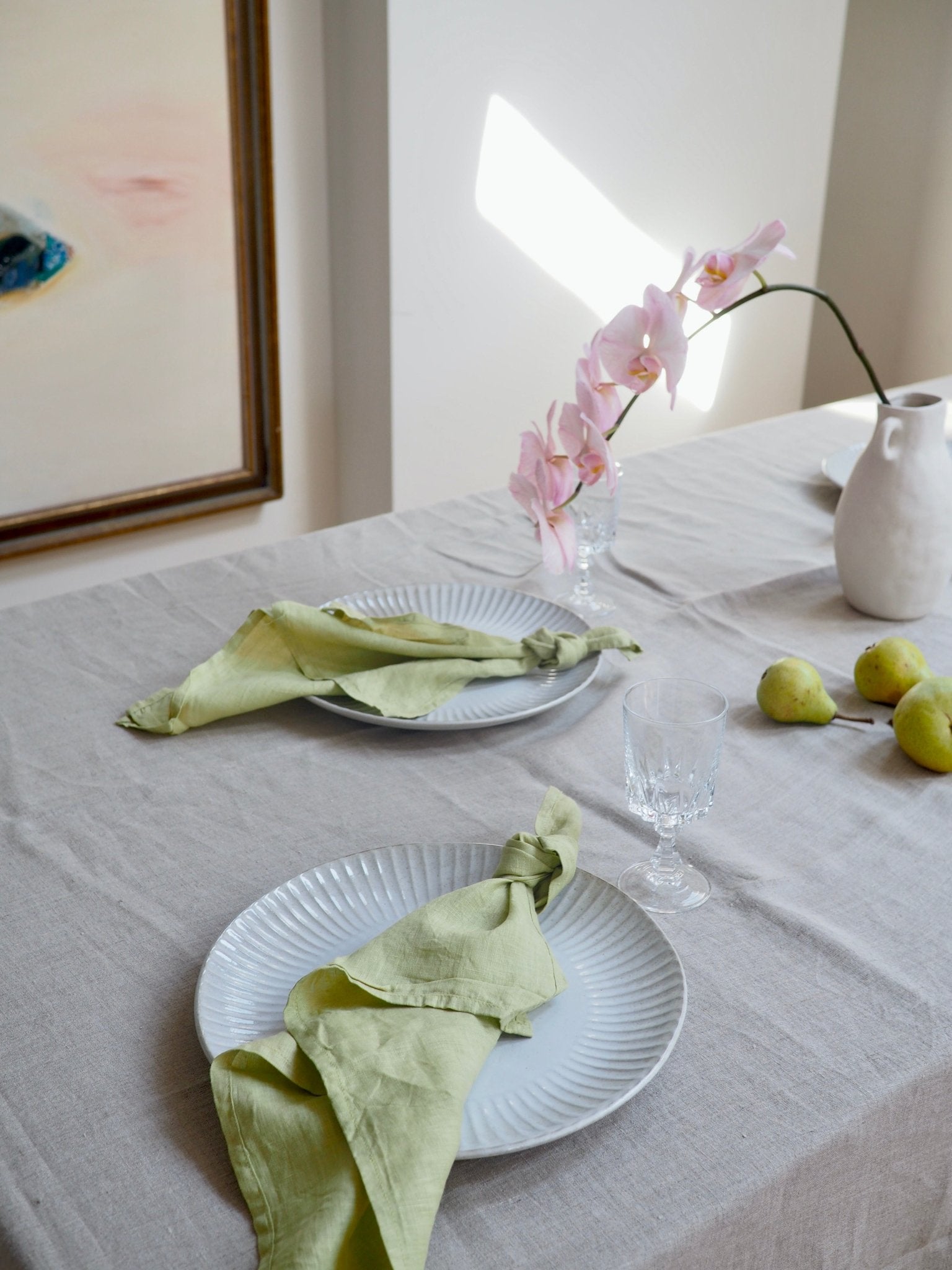 Linen Tablecloth in Oatmeal Extra Large - TSL Co