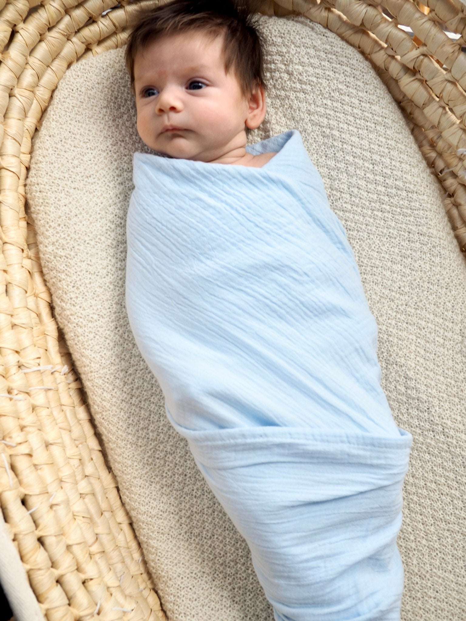 Muslin Swaddle Wrap in Sky - TSL