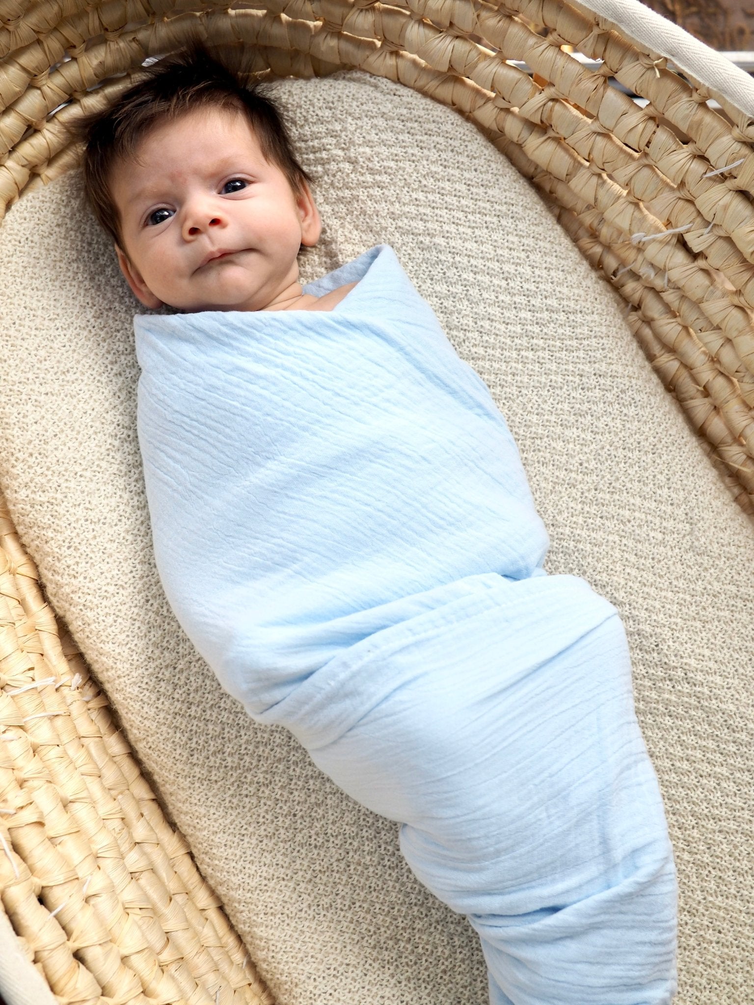 Muslin Swaddle Wrap in Sky - TSL