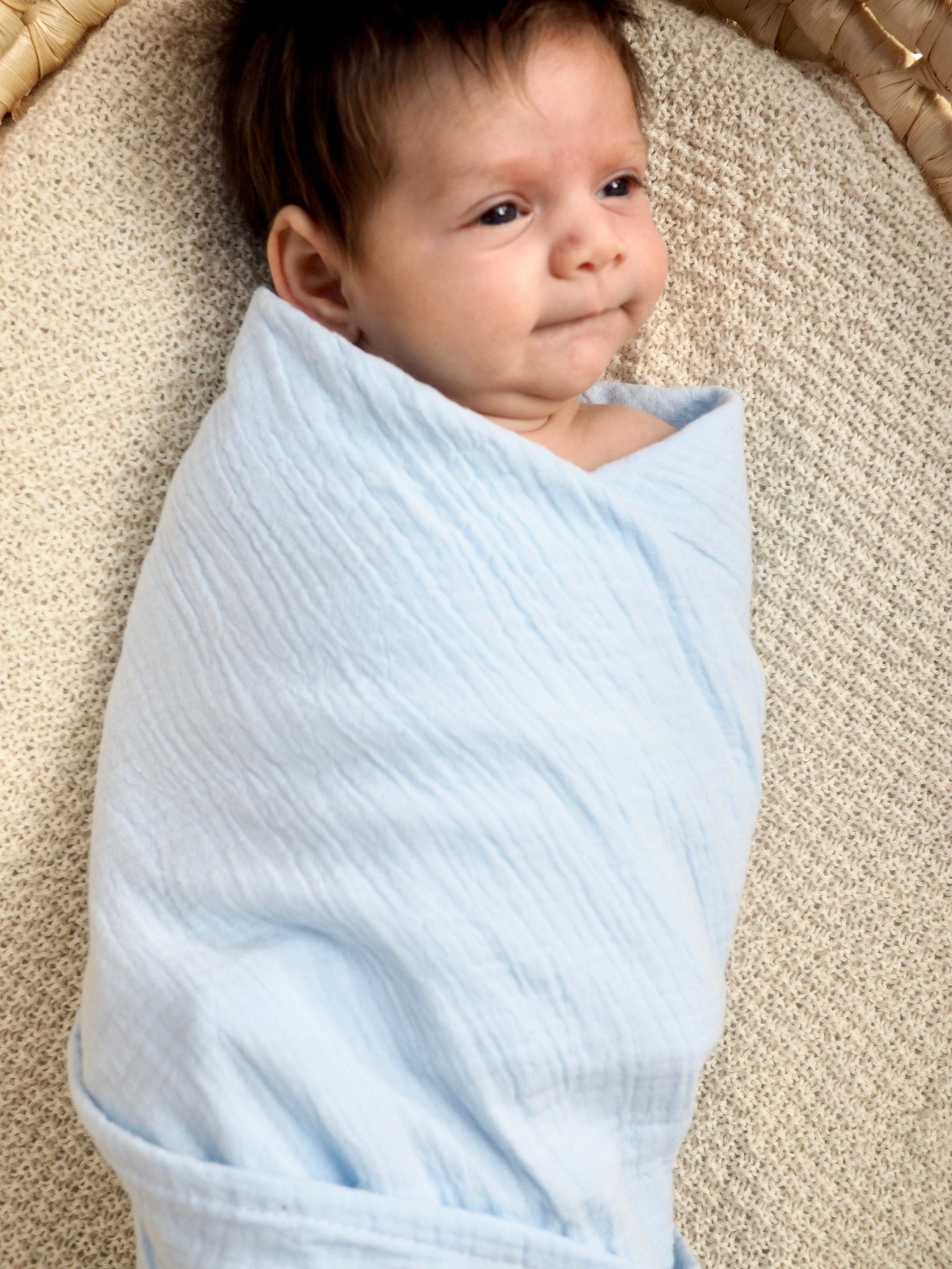 Muslin Swaddle Wrap in Sky - TSL