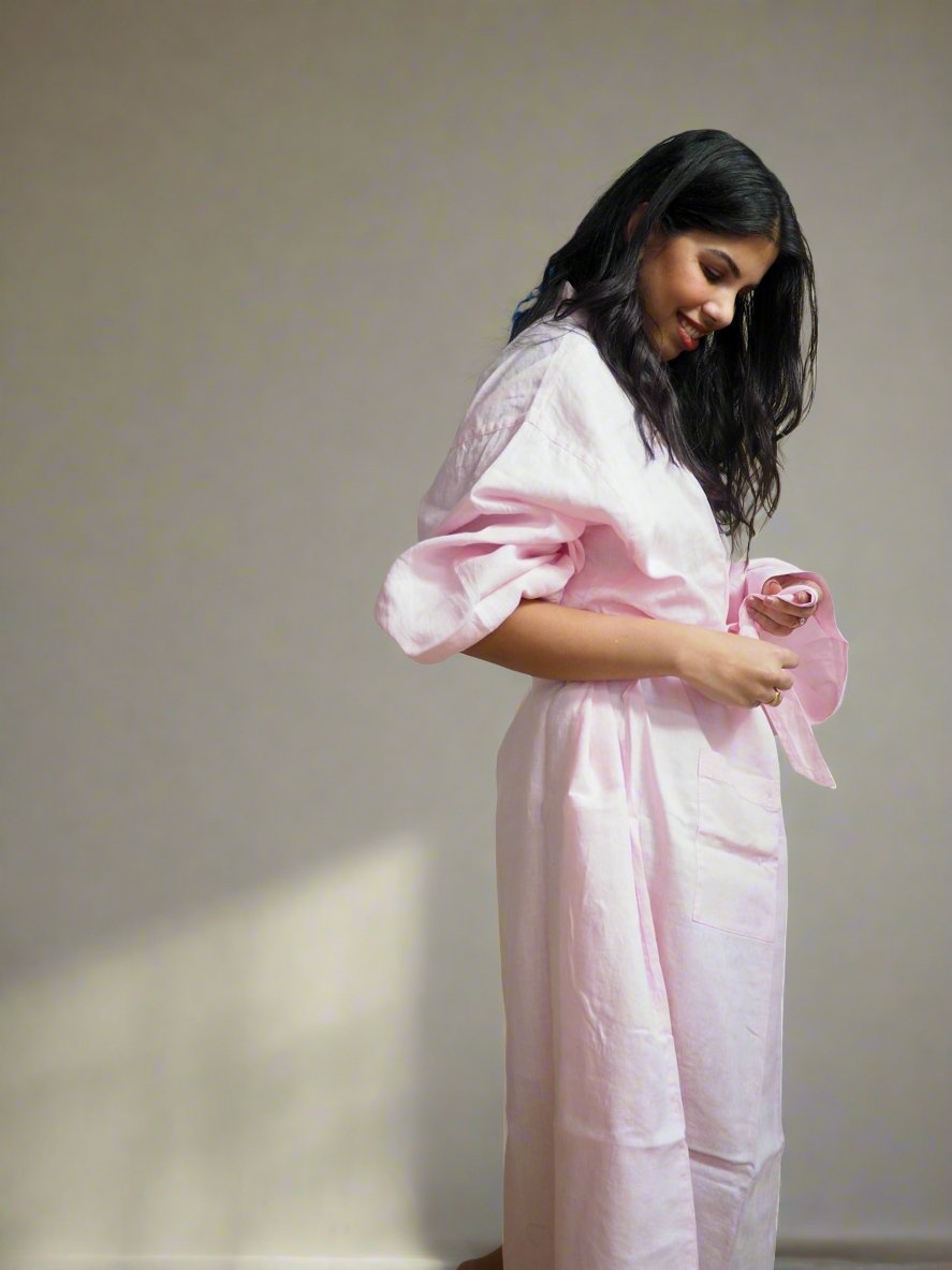 Pure Linen Robe in Blush - TSL