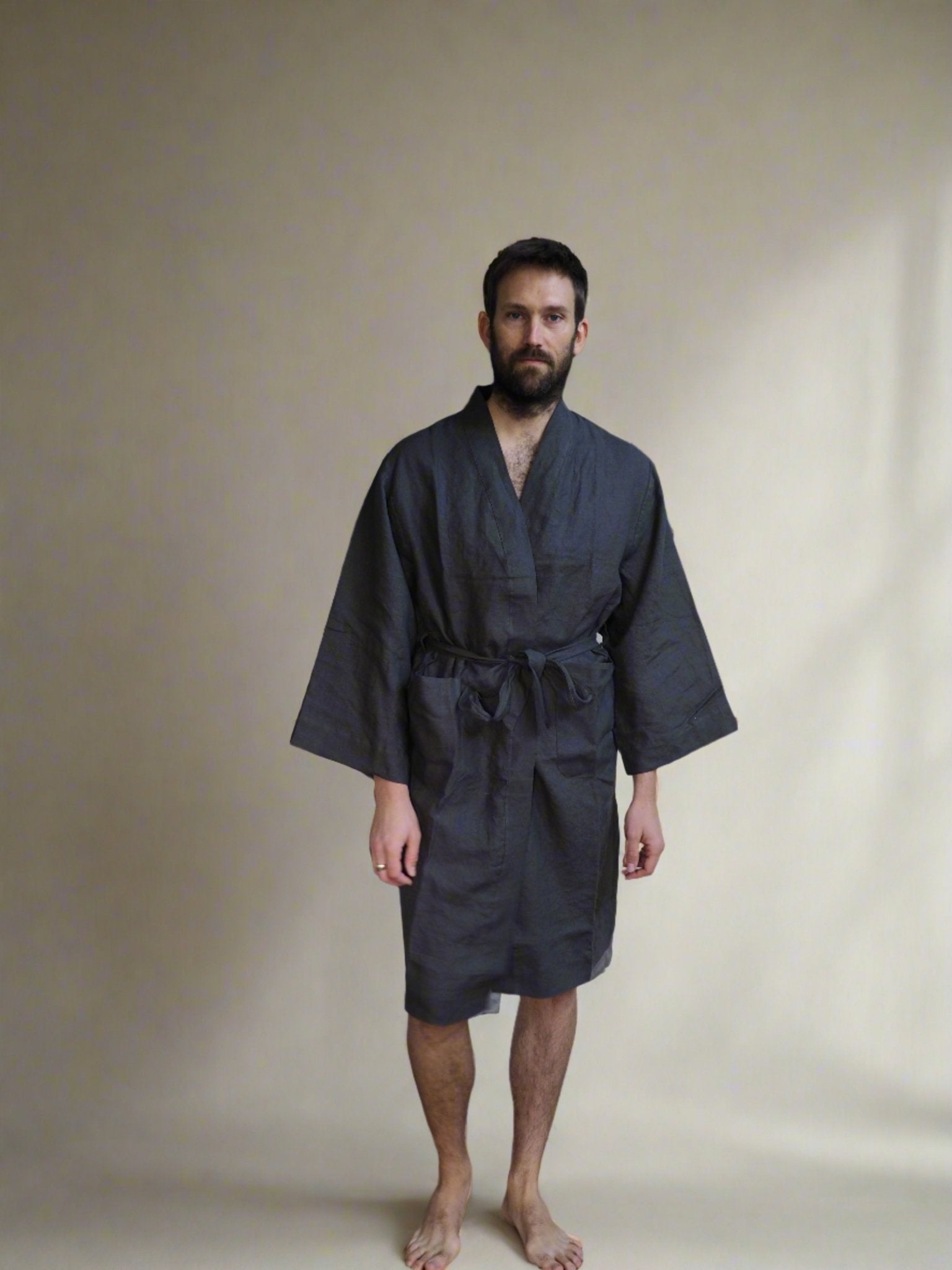 Pure Linen Robe in Charcoal - TSL