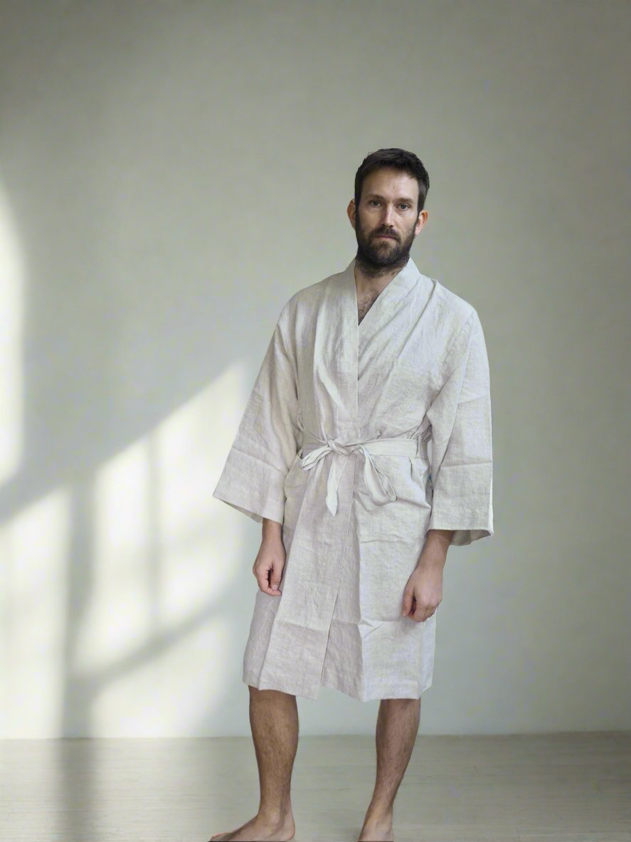 Pure Linen Robe in Oatmeal - TSL