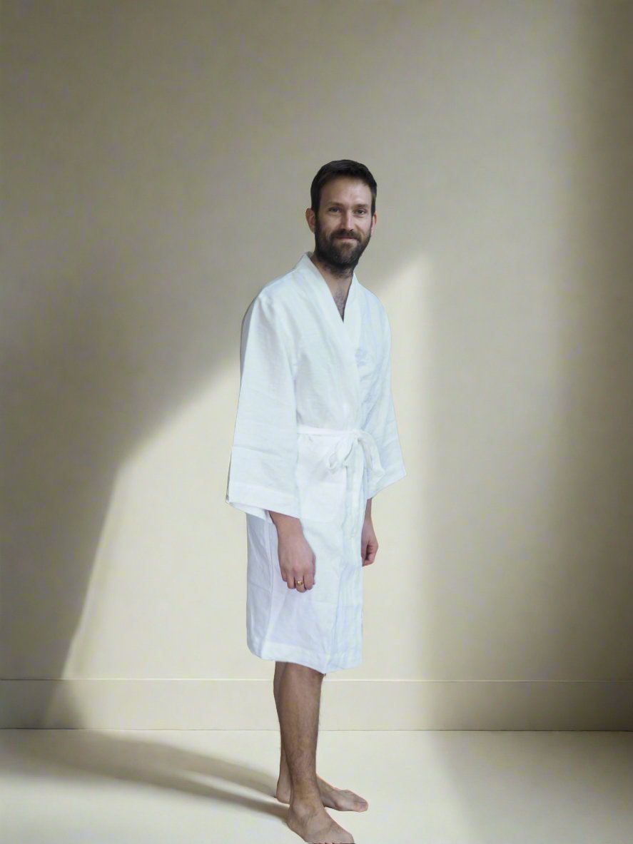 Pure Linen Robe in White - TSL