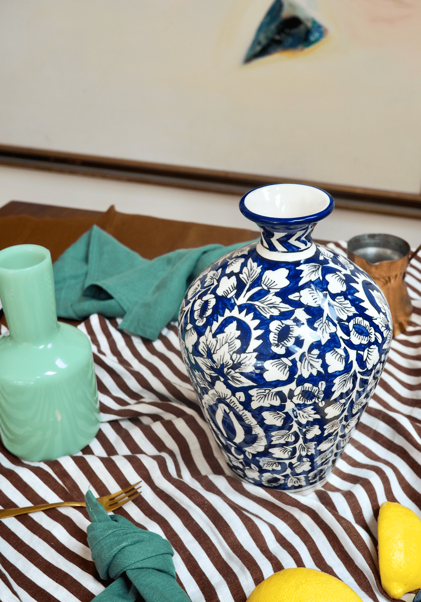 Rani Ceramic Vase in Indigo Blue - TSL Co