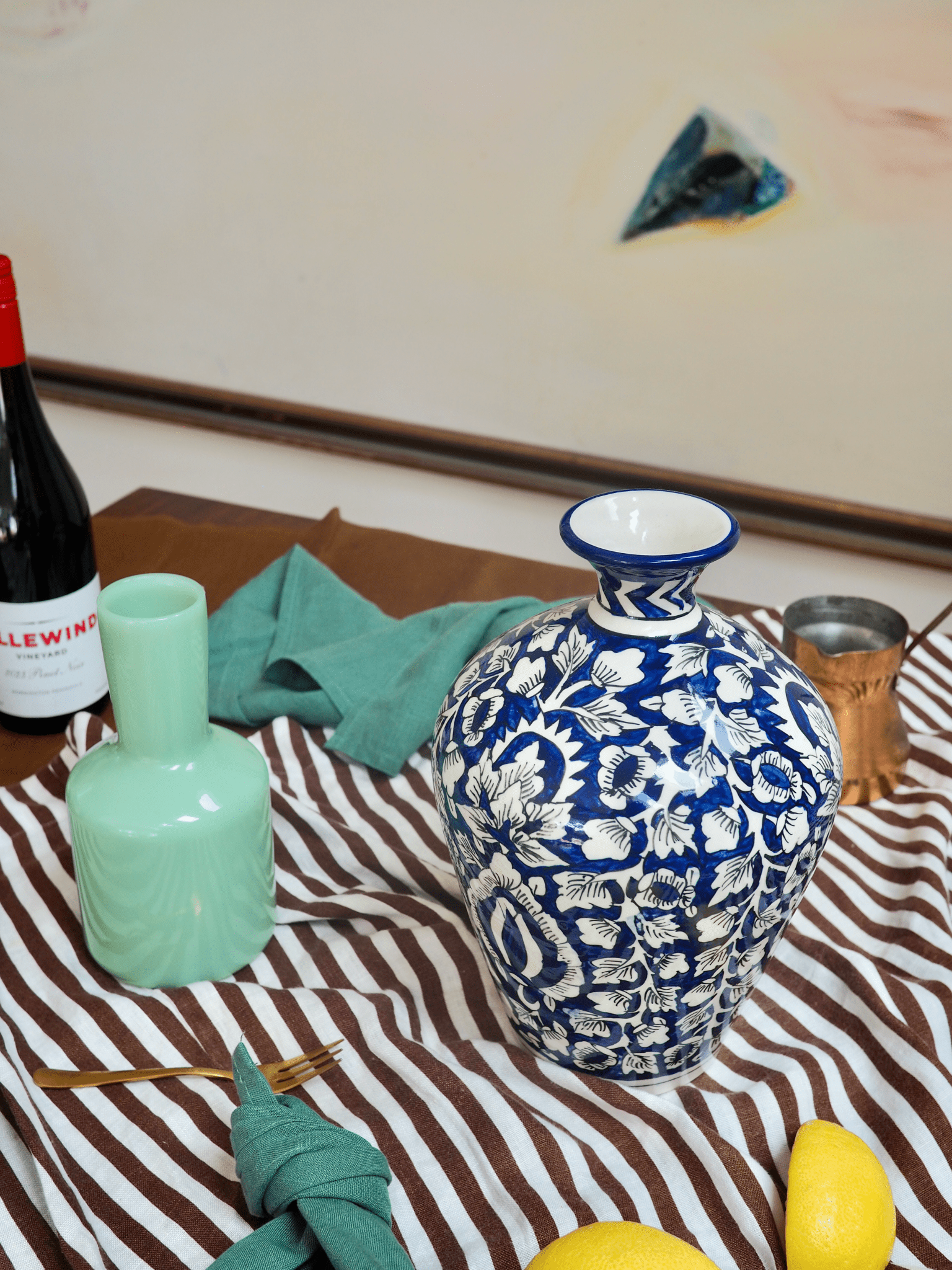 Rani Ceramic Vase in Indigo Blue - TSL Co