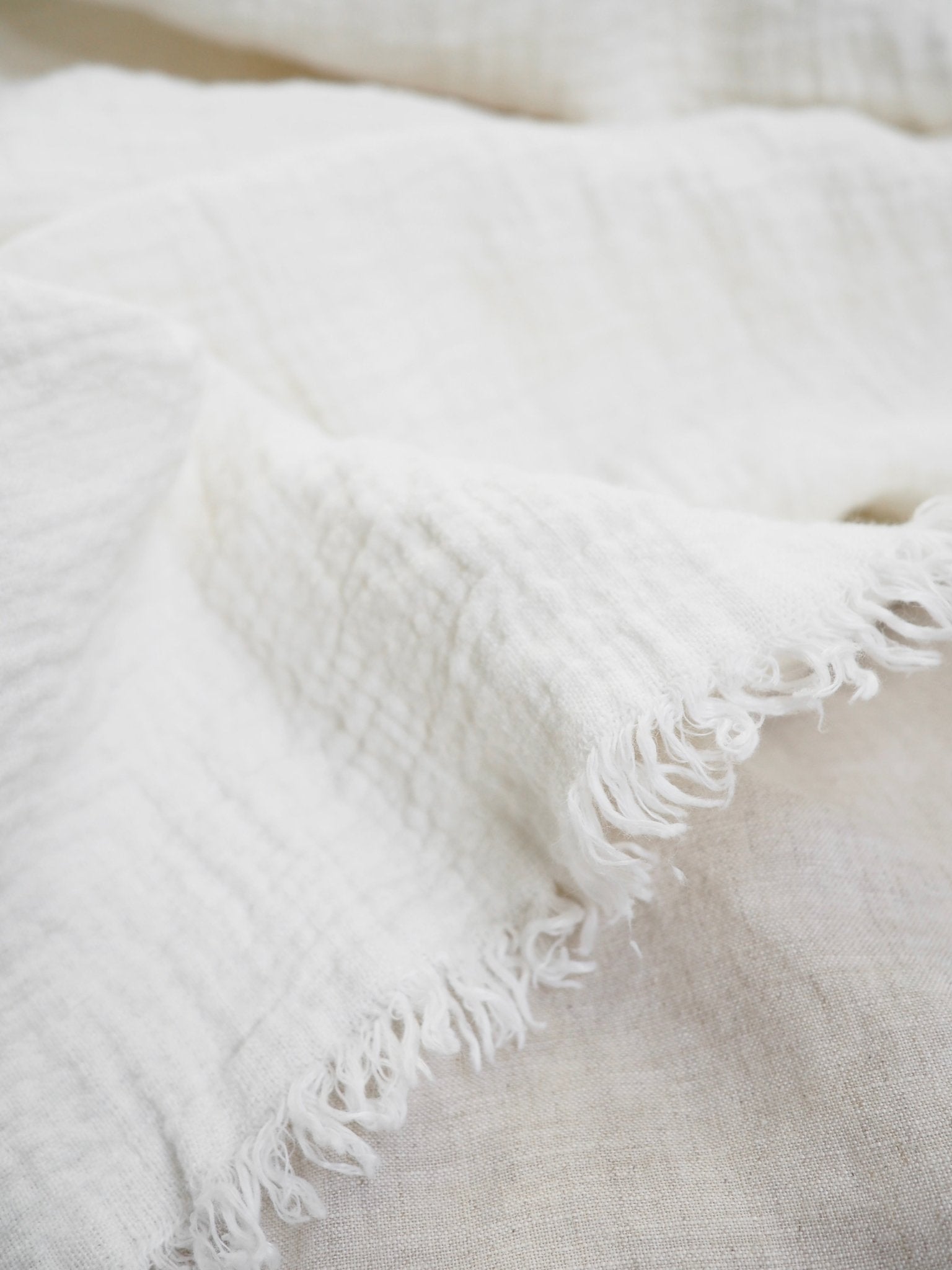 Luxurious 100% French Linen Throw in Ivory - TSL