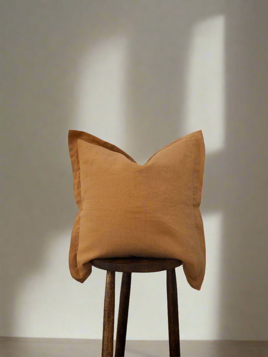 Gina Double Sided Linen Cushion Cover in Clay/Sand