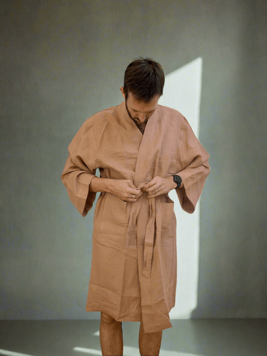 Pure Linen Robe in Hazelnut - TSL Co
