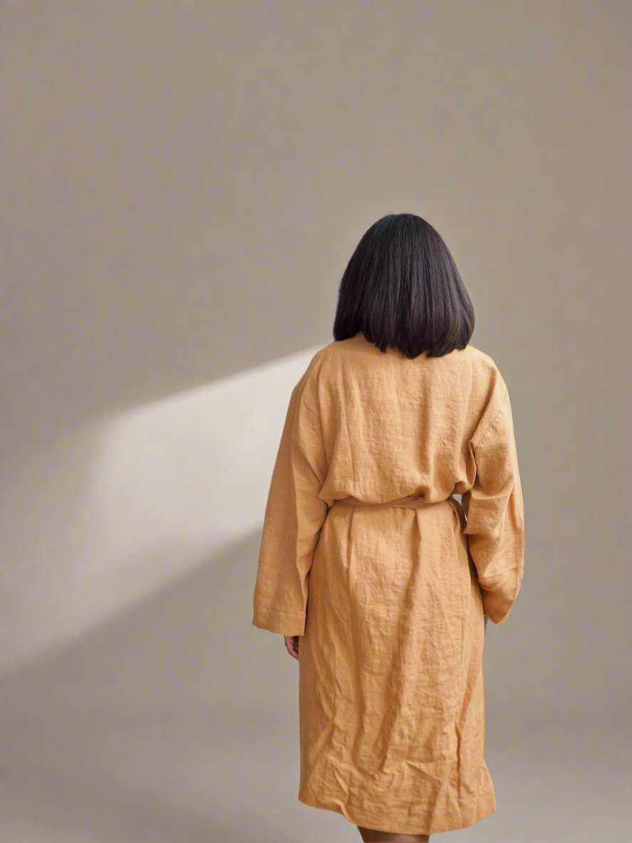 Pure Linen Robe in Rust - TSL