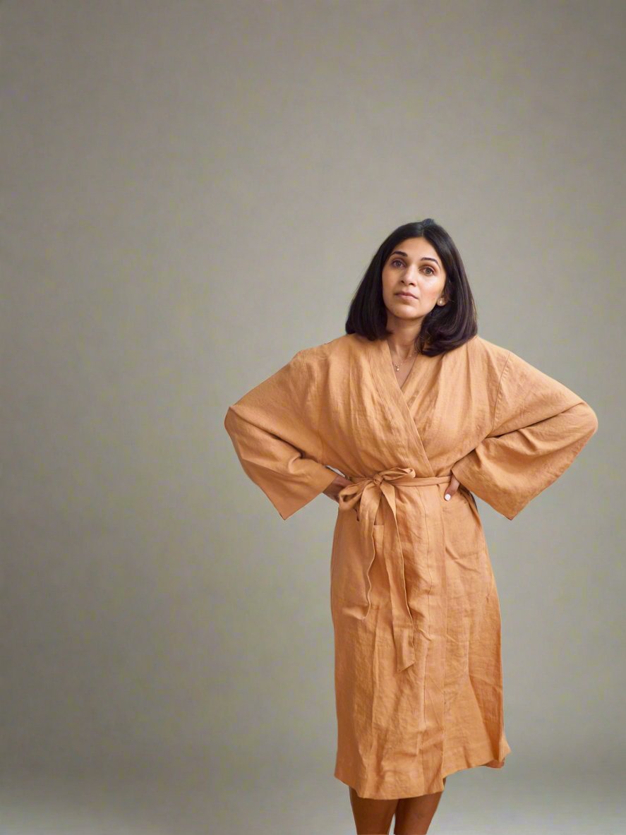 Pure Linen Robe in Rust - TSL