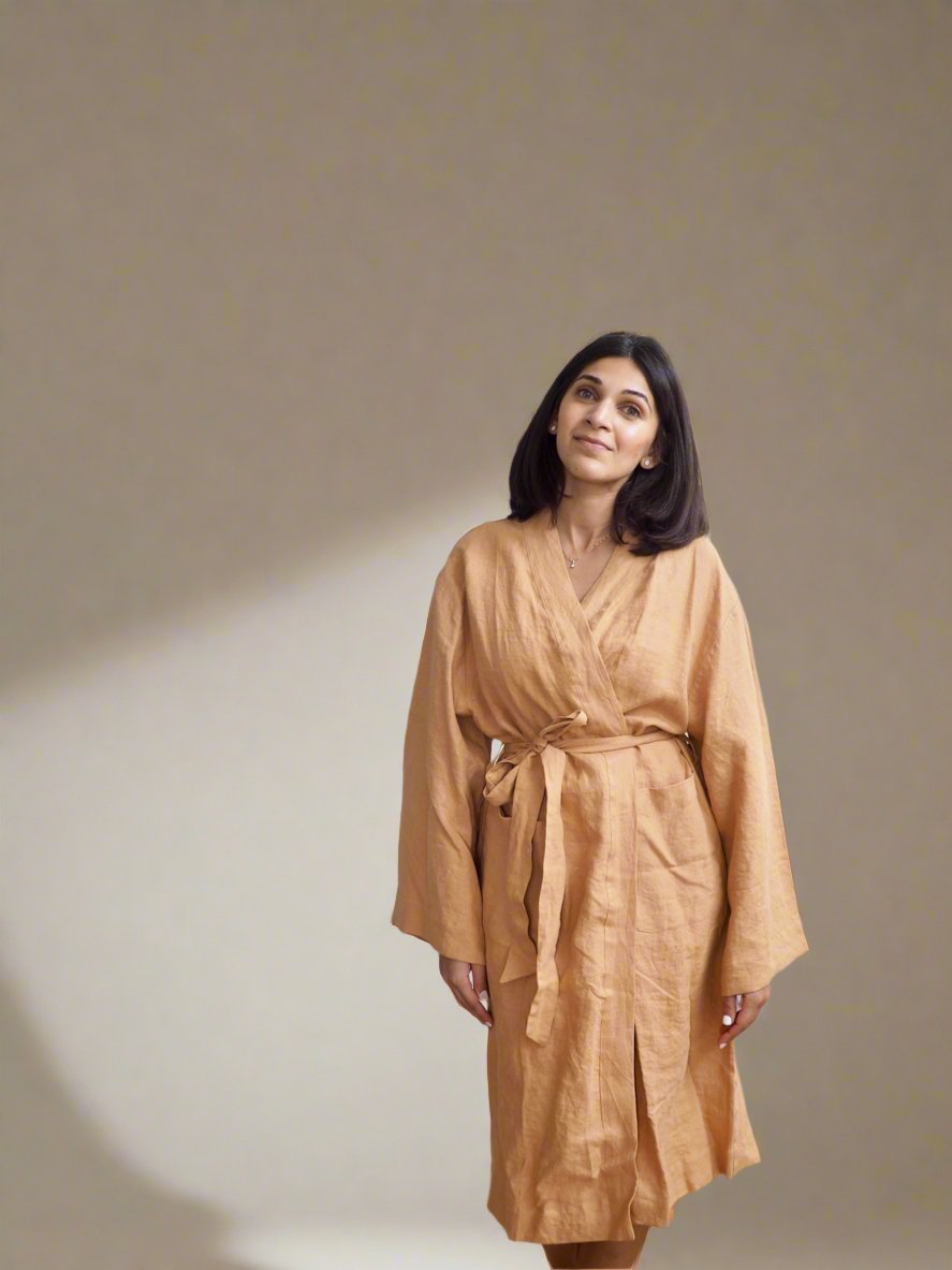 Pure Linen Robe in Rust - TSL