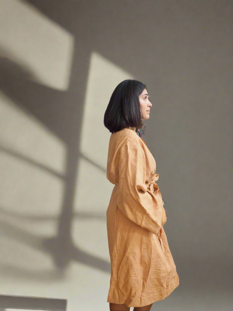 Pure Linen Robe in Rust - TSL