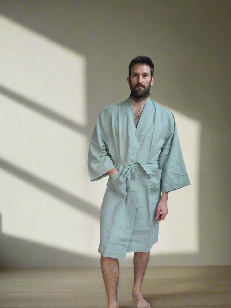 Pure Linen Robe in Sage - TSL