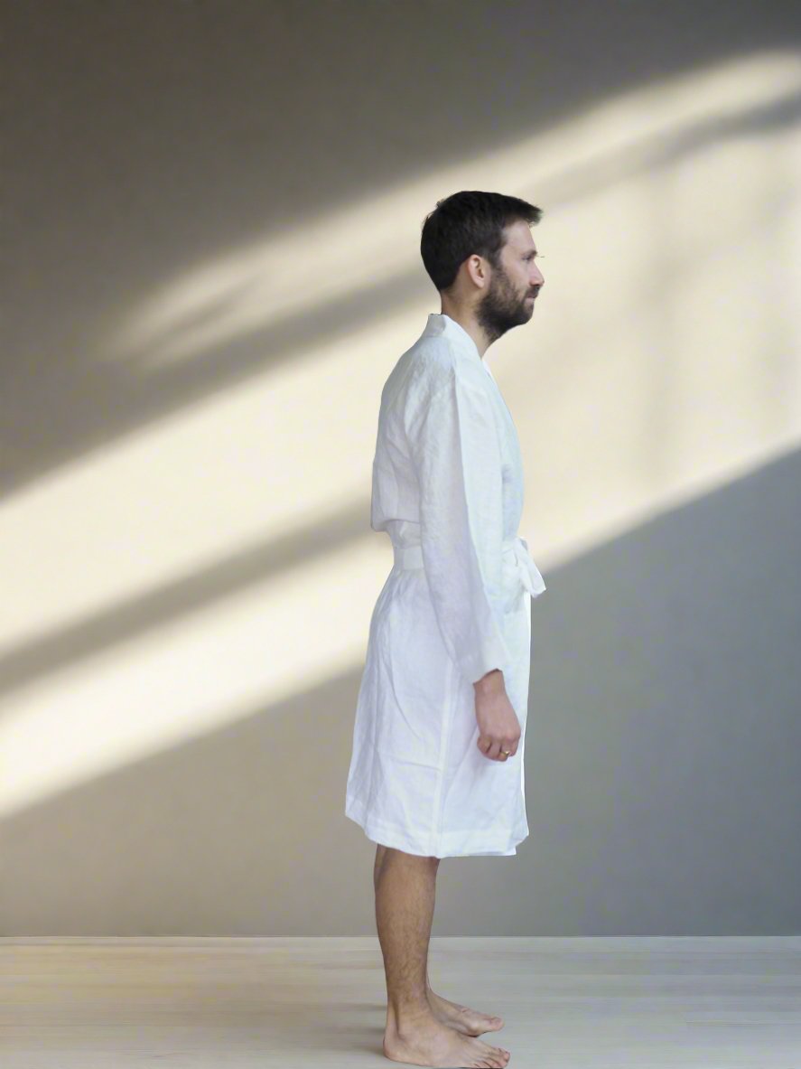 Pure Linen Robe in White - TSL