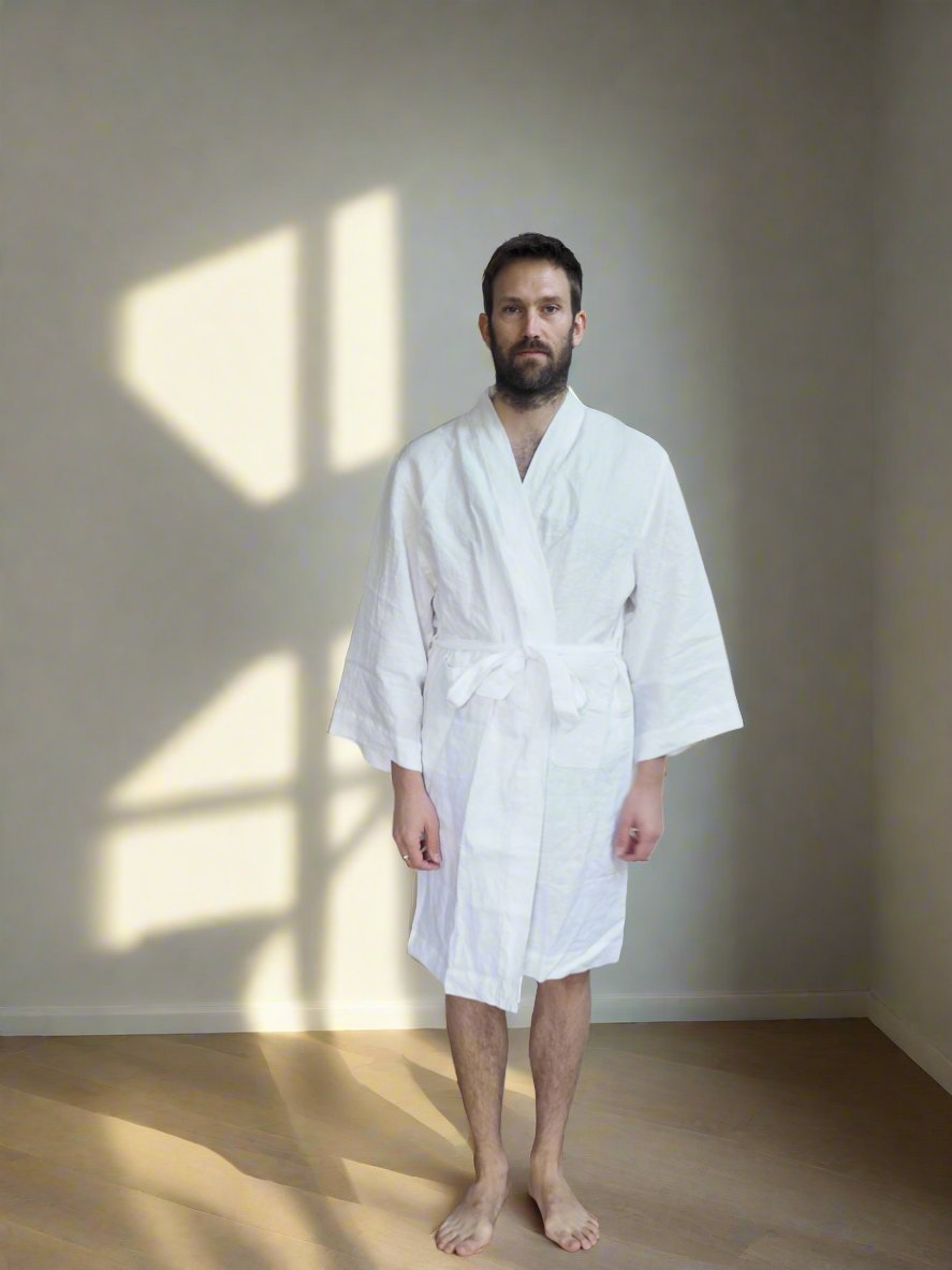 Pure Linen Robe in White | Linen Robes | TSL Co