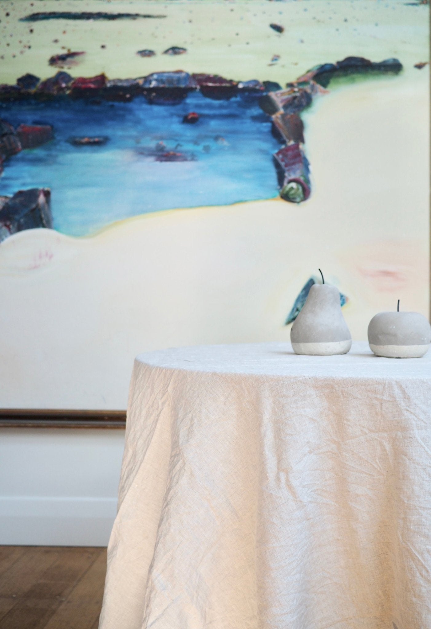 100% Pure French Linen Tablecloth in Oatmeal - TSL
